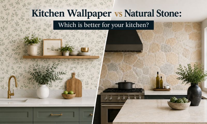 Kitchen Wallpaper vs Natural Stone