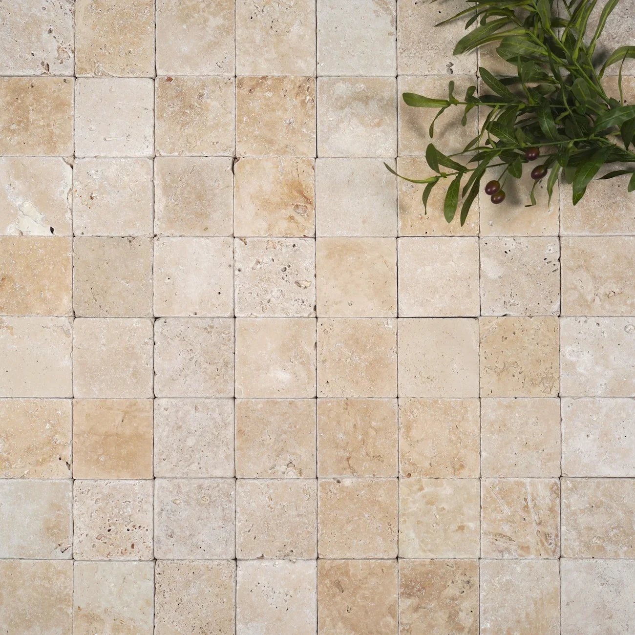 Sample - Ivory Premium Travertine Cobblestone - Stone Centre