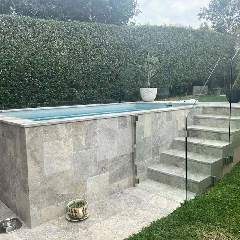 Silver Travertine Frenche Pattern