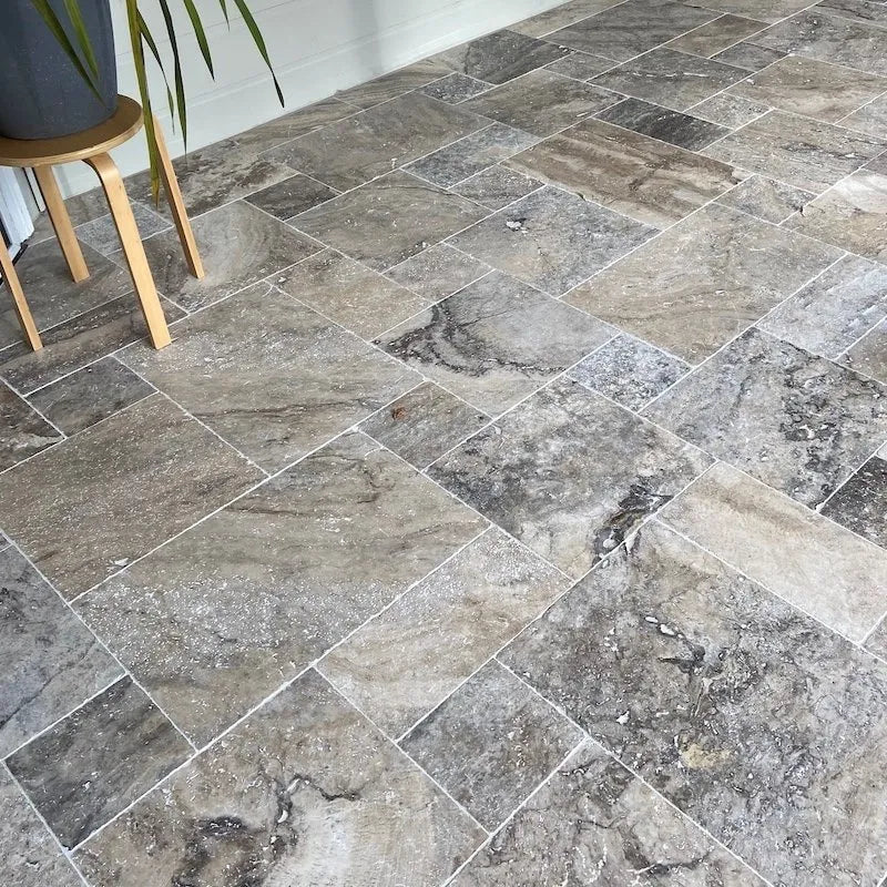 Silver Travertine Frenche Pattern
