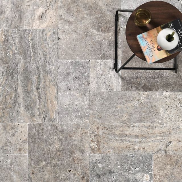 Silver Travertine Frenche Pattern