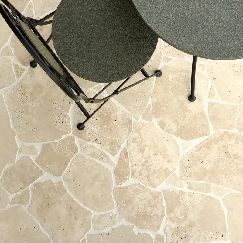 Ivory Light Travertine Crazy Paving