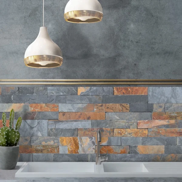 African Gold Stacked Stone Walling & Corner