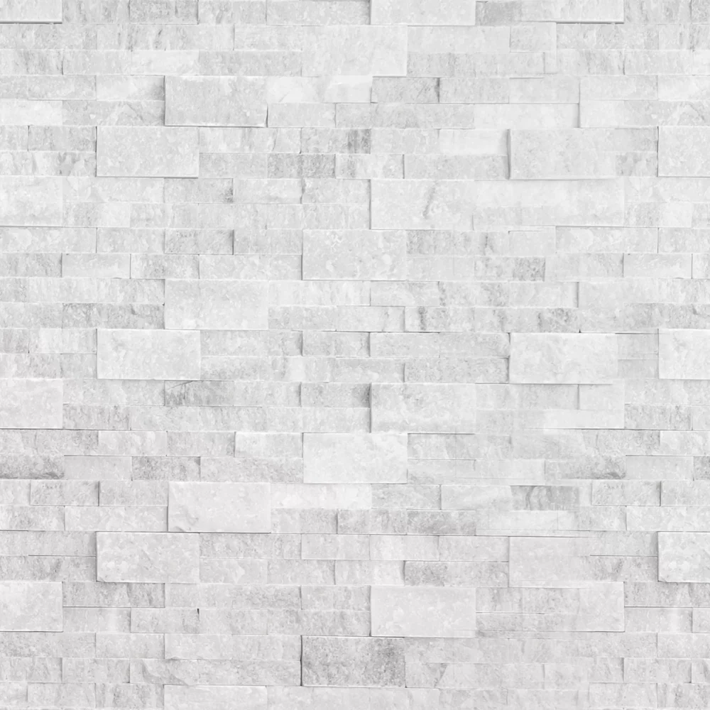 Arctic White Stacked Stone Walling & Corner