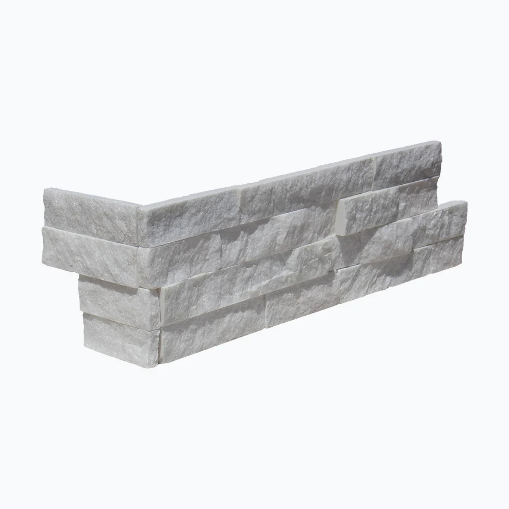 Arctic White Stacked Stone Walling & Corner