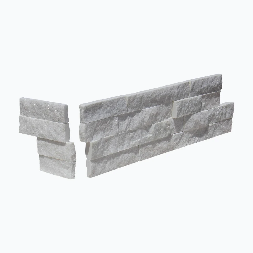 Arctic White Stacked Stone Walling & Corner