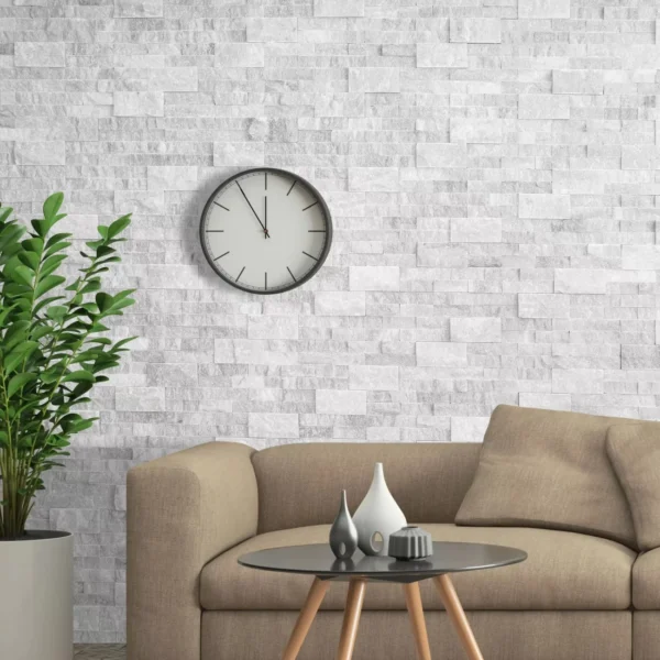 Arctic White Stacked Stone Walling & Corner
