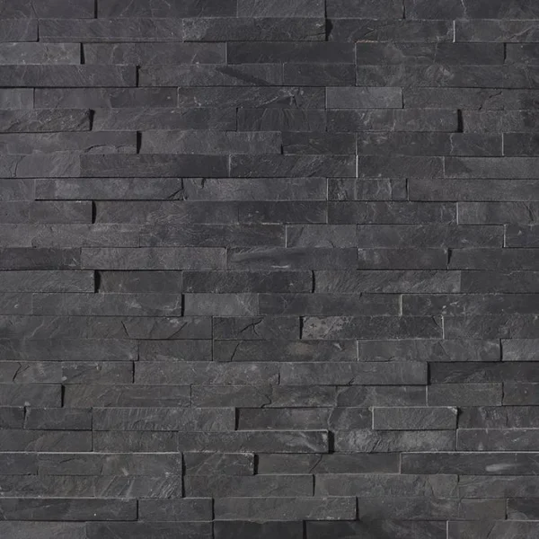 Midnight Black Stacked Stone Walling & Corner